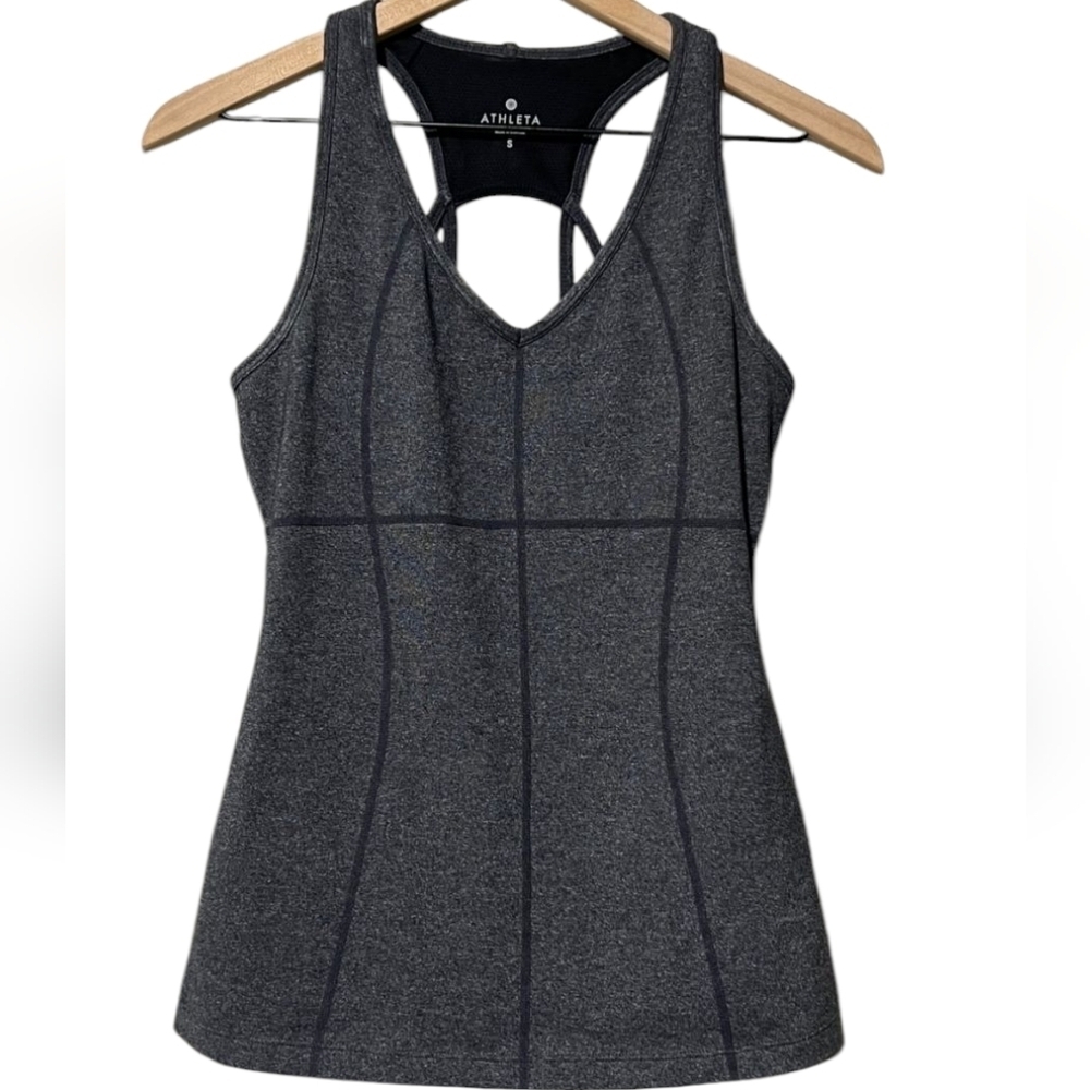 Athleta Tank Top Womens XSmall Gray Equator Activewear Exercise Built-in Bra